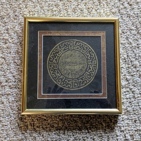 Professionally Handmade and Framed Brass Rubbing of a Antique Chinese Mirror - Picture 1 of 4